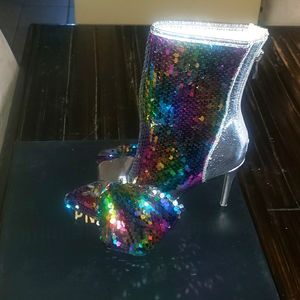 Multi color sequin big bow bootie